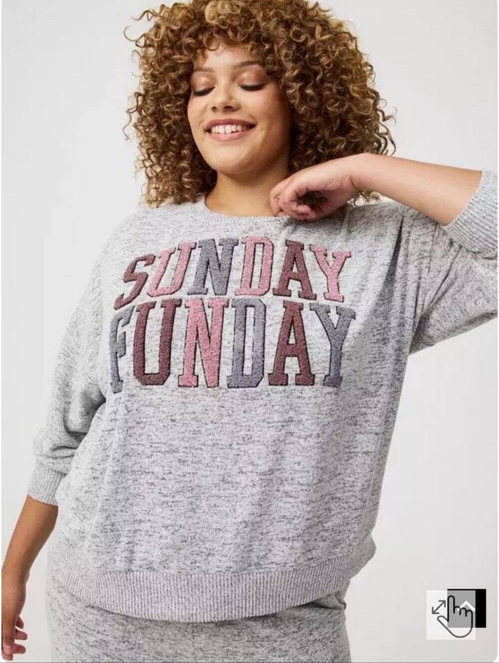 torrid Grey 'Sunday Funday' Pullover Sweatshirt with Pink & Purple Lettering
